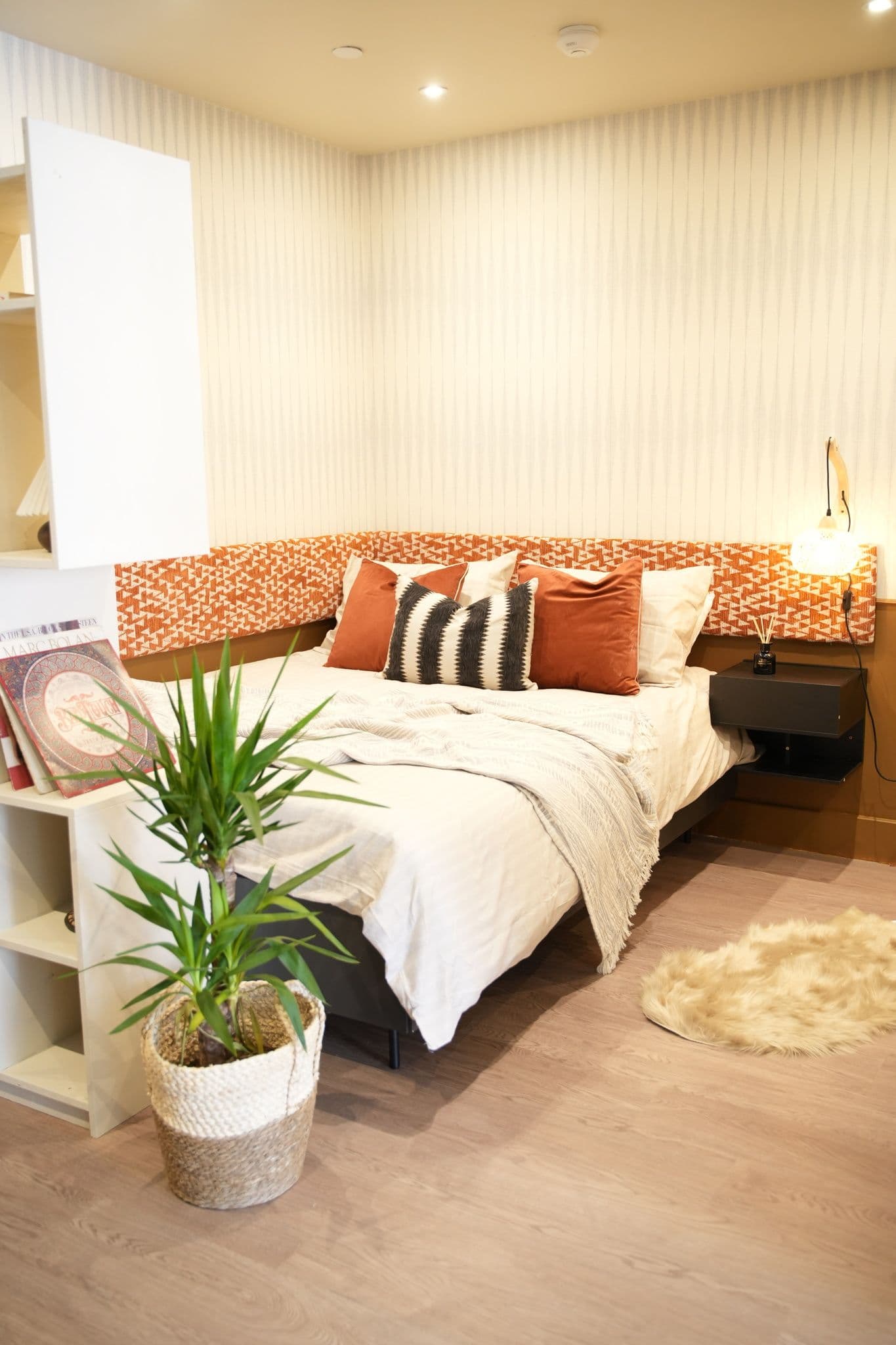 The bedroom nook in Sophie Newlands' studio apartment design